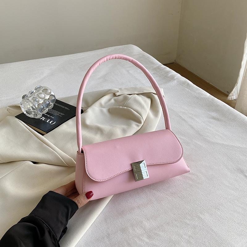 

Underarm bag niche texture shoulder bag new foreign style glossy temperament women s bag versatile small square bag рожевий