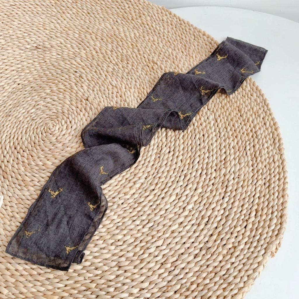 Retro Small Plaid Linen Square Scarf Literary And Versatile Women'S Summer Neck Protection Small Silk Scarf Scarf Accessories