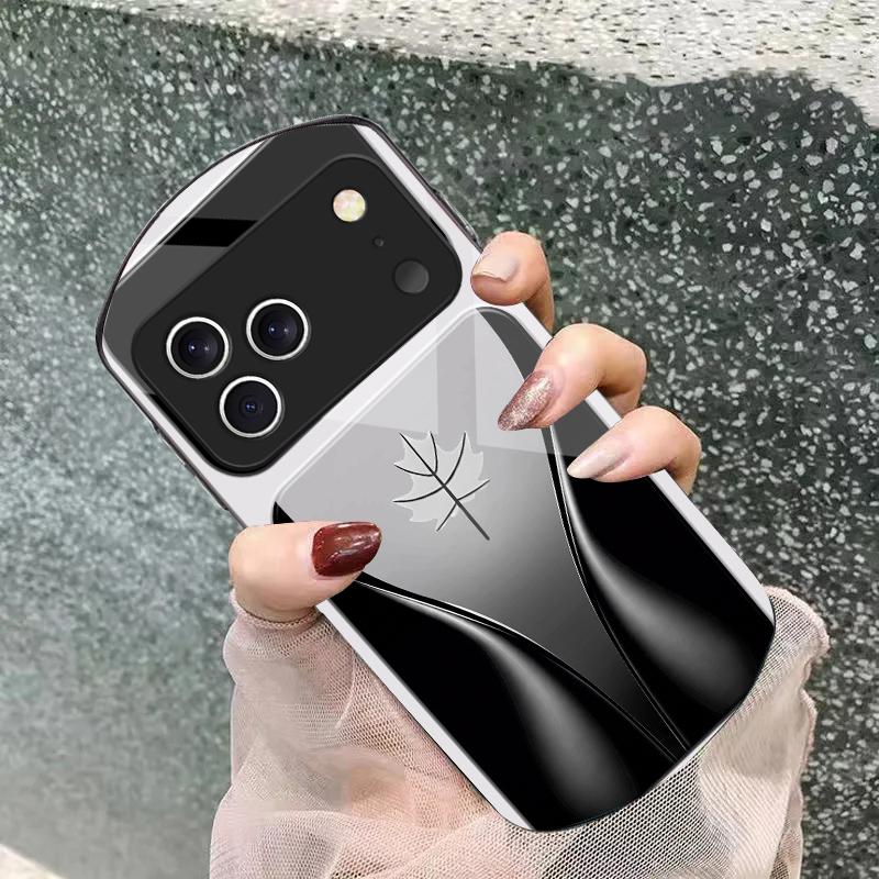 Blue gradient camellia For iPhone 17 16 15 14 Pro 13 Plus 12 mini 11 Pro Max XR X S 7 8 Elliptical Tempered Glass Phone Case