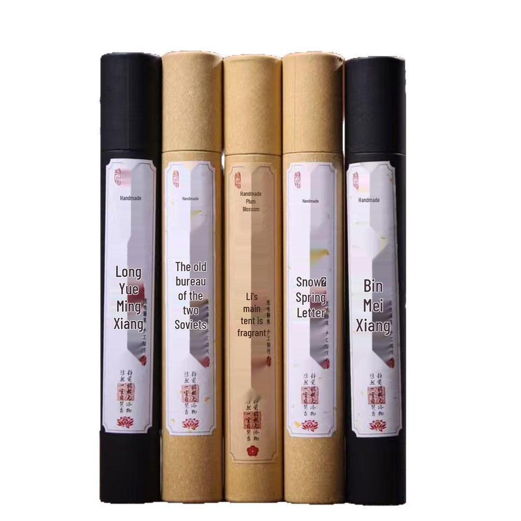 Handmade Plum Blossom Indoor Deodorizing Incense Sticks with Long-lasting Aroma, Cylindrical Packaging
