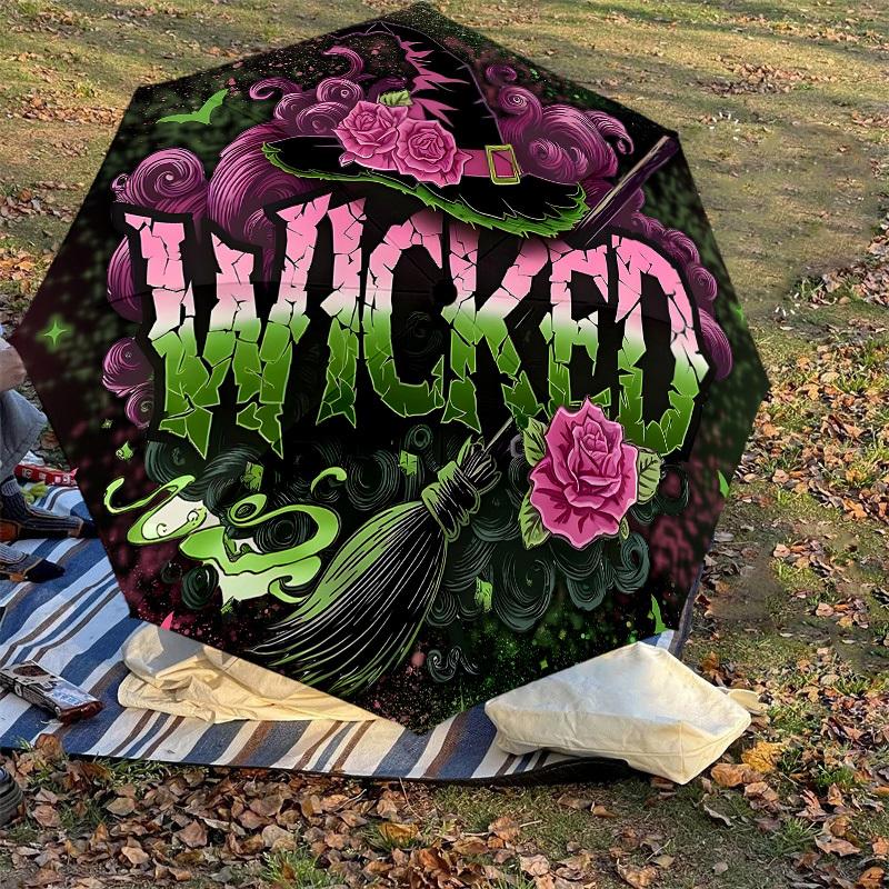 1PC Wicked Automatic Open/Close Umbrella with Windproof, 8-Rib Sturdy Canopy, Durable Ribs, Fashionable Design, Outdoor Accessory, Fun Prin, Holiday G