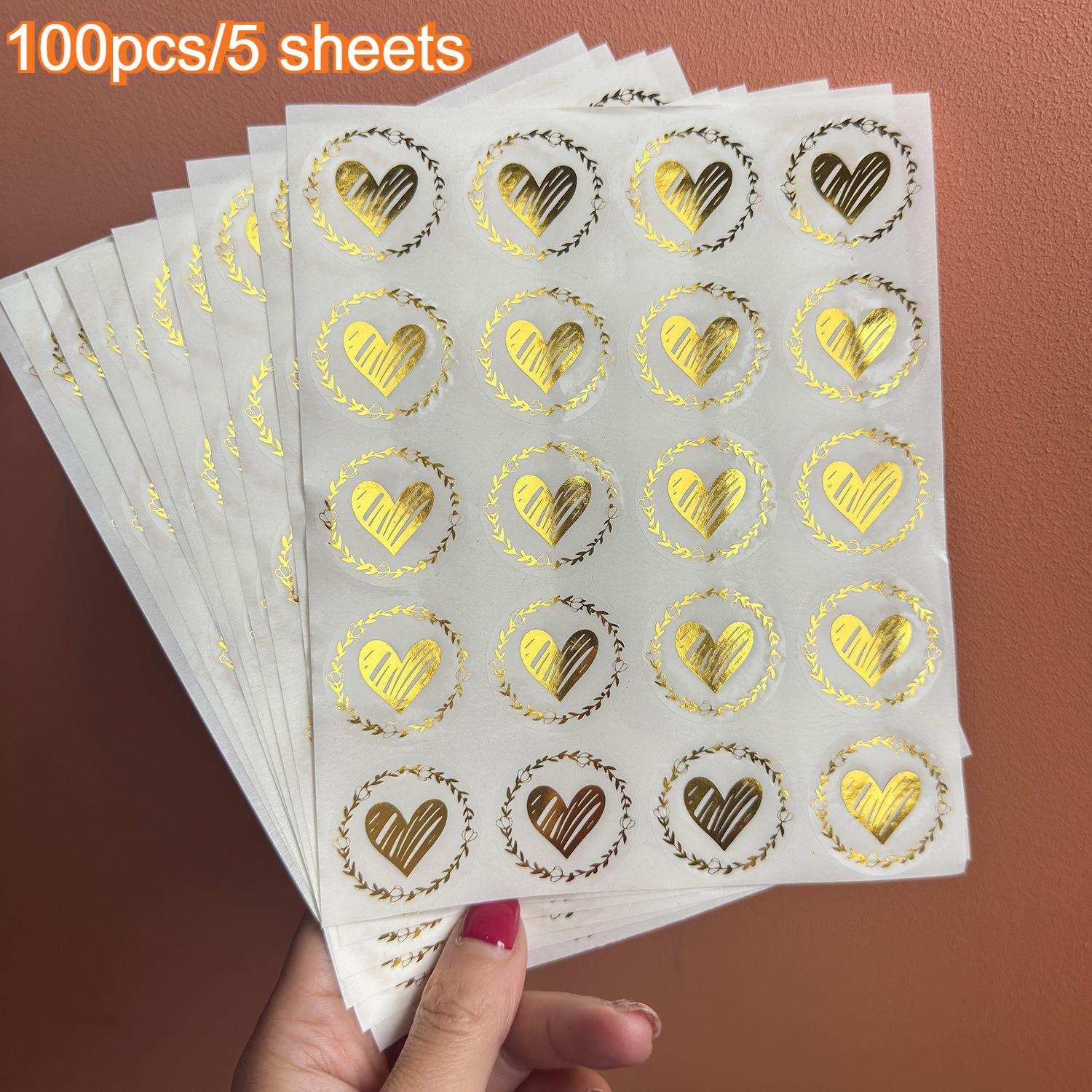 

100pcs/5 sheets Valentine s Day Heart-Shaped Adhesive Stickers - Elegant Self-Stick Seals for Wedding Invitations,Gift Wrapping one size fits all
