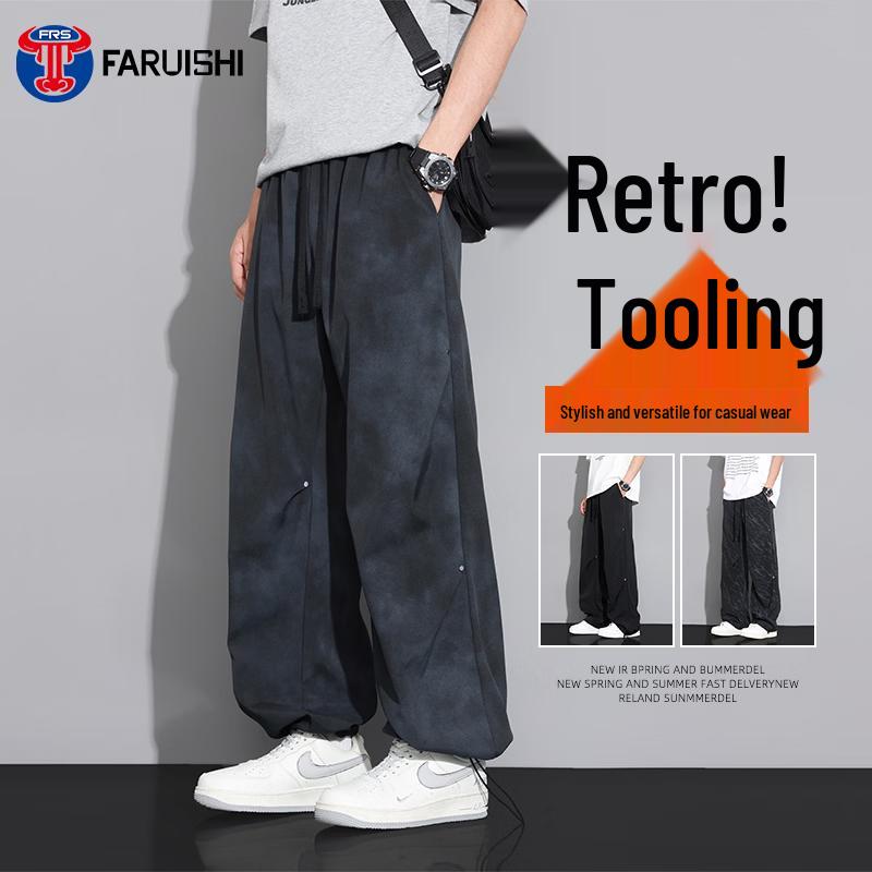 FARUISHI Men s Casual Tie-Dye Drawstring Wide-Leg Pants 3XL
