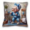 Whimsical Elderly CharacterPrinted Pillowcases for Unique Home Decor Sofa Seat Mattress Coverhome Decoration