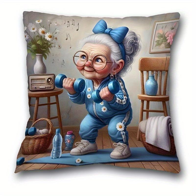 Whimsical Elderly CharacterPrinted Pillowcases for Unique Home Decor Sofa Seat Mattress Coverhome Decoration