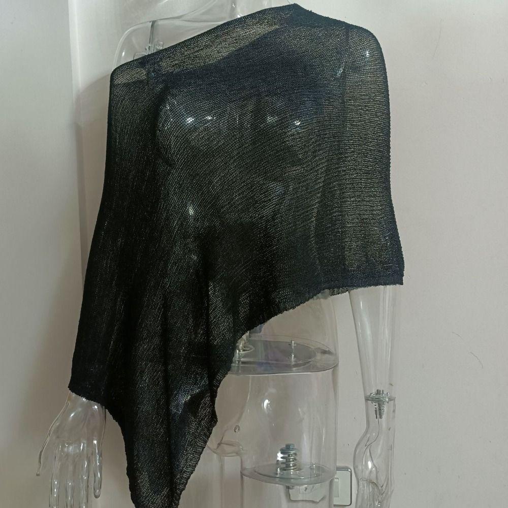 Wrap Knitted Off Shoulder Shawl Mesh Sun Protection Tops Simple Women Cloak Travel