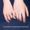 Sterling Silver Plated Water Cube Diamond Six-Claw Open Rings for Couples