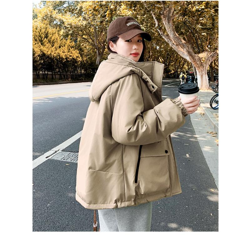 Winter New Velvet Thickened Medium and Long Hooded Parker Cotton Coat Cotton Coat Women