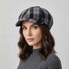 Comfortable Flat Peaked Cap Print Plaid Octagonal Beret Unisex Painter Beret Hat  Spring Season