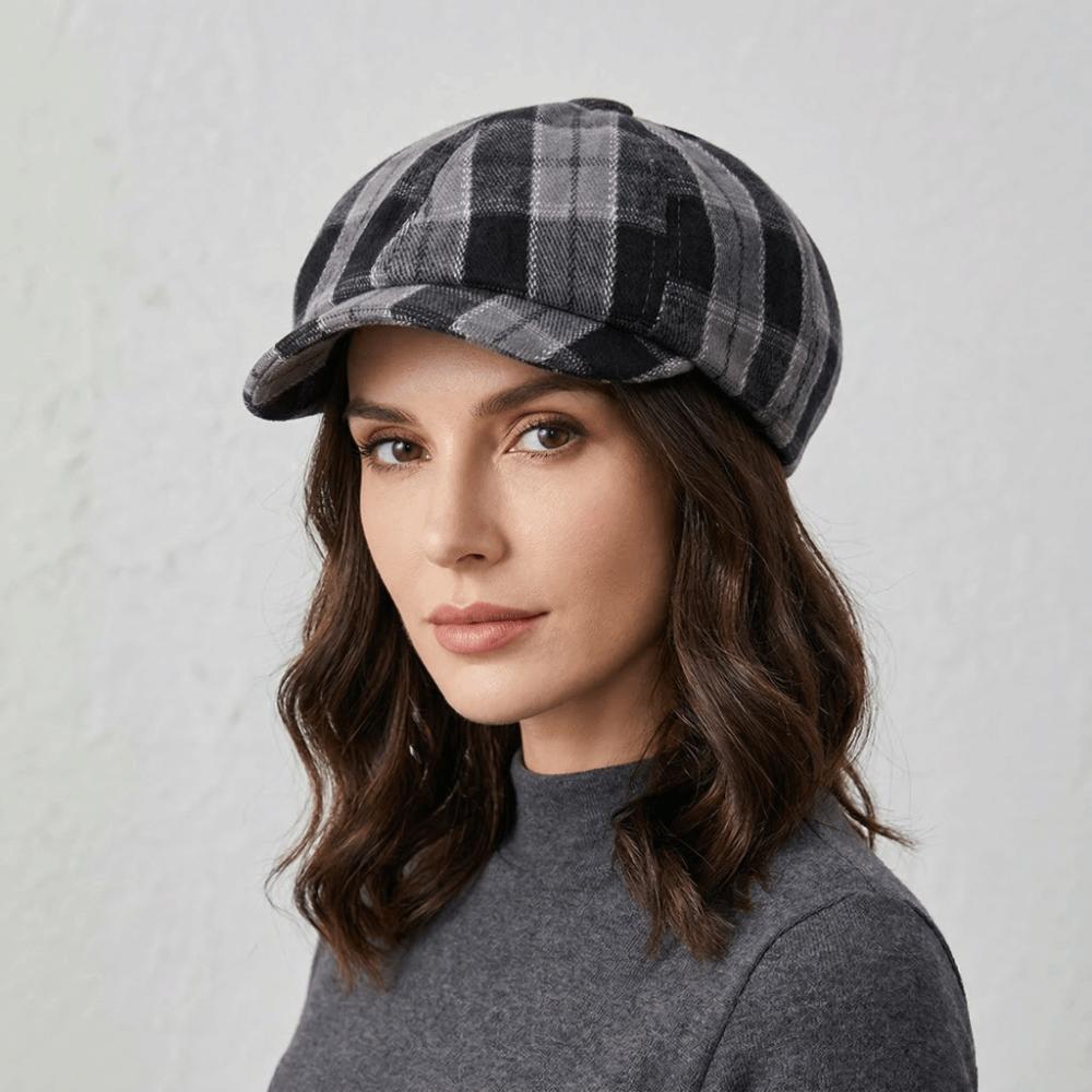 Comfortable Flat Peaked Cap Print Plaid Octagonal Beret Unisex Painter Beret Hat Spring Season