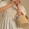 2025 Bow Plaid Straw Bucket Bag: Versatile Crossbody & Shoulder Handbag for Women