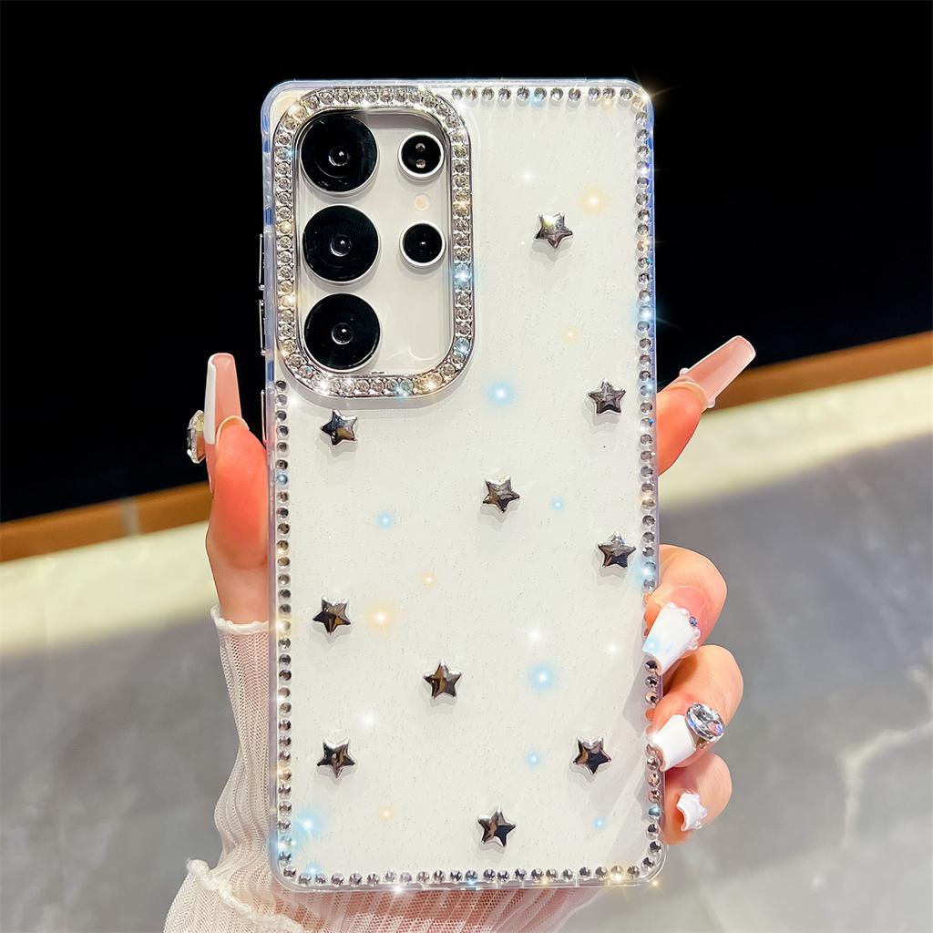 Handmade Sparkly Diamond Star IMD Phone Case, Compatible with Samsung S23 Ultra/S24/S25 & A07/A15/A16/A17/A26/A35/A36/A55/A56