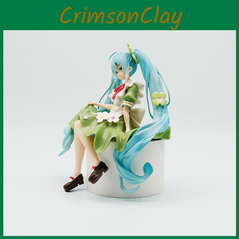 Hatsune Miku Pvc Model Ornament With Four Leaf Clover Style For Desk Decor And Collectible Display