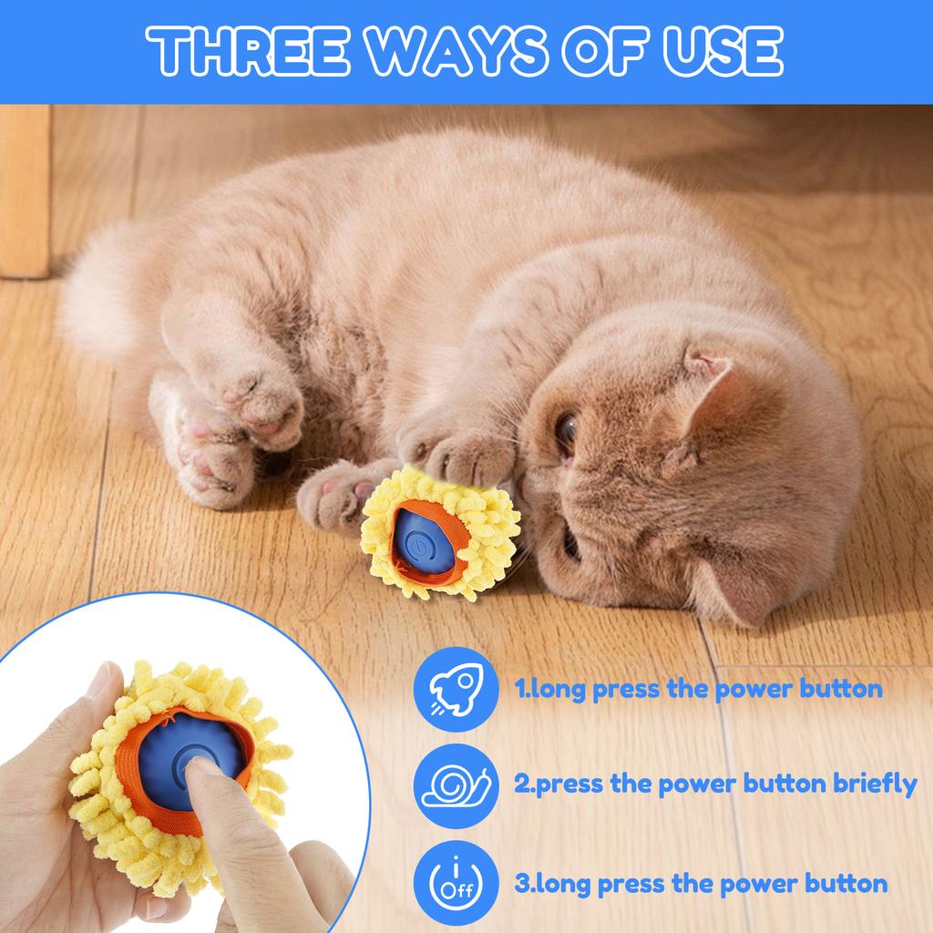 Cat Interactive Toy Ball In Pouch Fast Rolling Hide Automatic Moving Bouncing Pet Smart Toy Interactive Kitten Indoor Ball