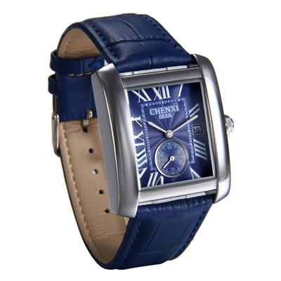JewelryWe Watch Roman Dial Leather Band Watch Commuting To School Blue Men's