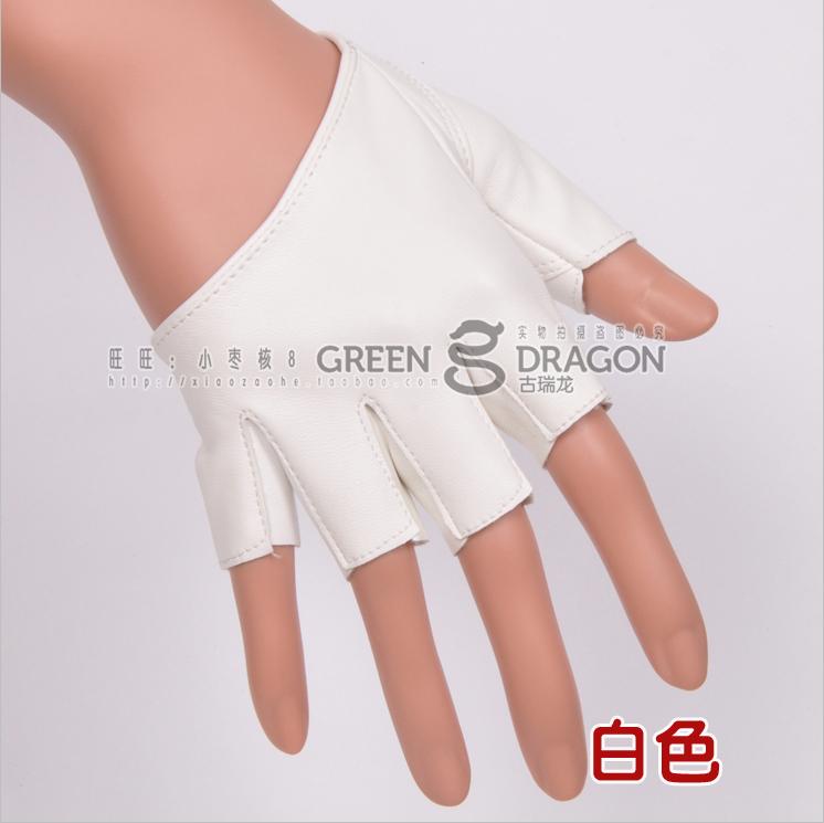 Women's gloves sexy half palm fingerless gloves Women jazz dance ds PU leather semi-finger gloves motorcycle gloves