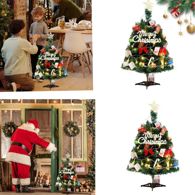 Tabletop Artificial Christmas Tree Set Small Mini Christmas Tree Set with Lights