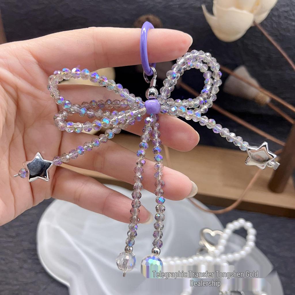 Crystal Bow Pendant Keychain & Phone Lanyard for Women