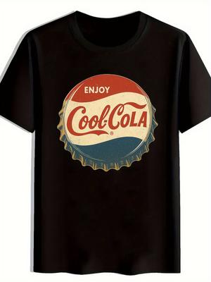 Camiseta Gráfica Vintage Cool de Cola para Hombre Disfruta de Diseño Retro de Cola Fresca Camiseta Casual Negra de Manga Corta Camiseta Unisex de Cuello Redondo