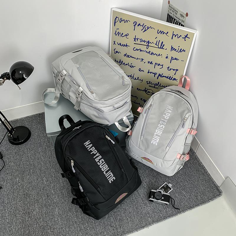 Reflective letters Simple neutral large-capacity student schoolbag High sense Japanese junior high school student backpack