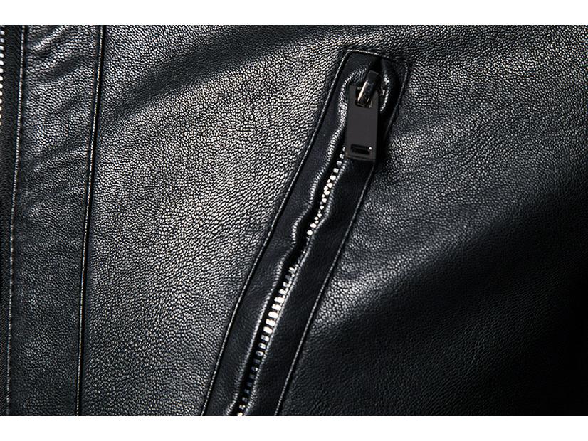 Men's Cross-Border Leather Stand-Up Collar Motorcycle Jacket - European and American Style Spring Outerwear