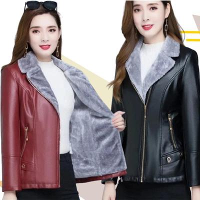 Autumn Winter Warm Faux Fur Coat Women Leather Jacket Ladies Slim Moto Biker Basic Jackets Plush Casual Short Outerwear XL-6XL