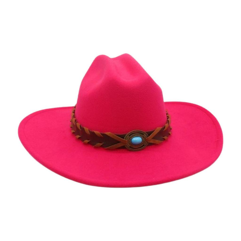 French Flat-Brimmed Top Hat Western Cowboy Hat Hot-Selling High-End Ethnic Style Travel Sunshade Woolen Jazz Hat