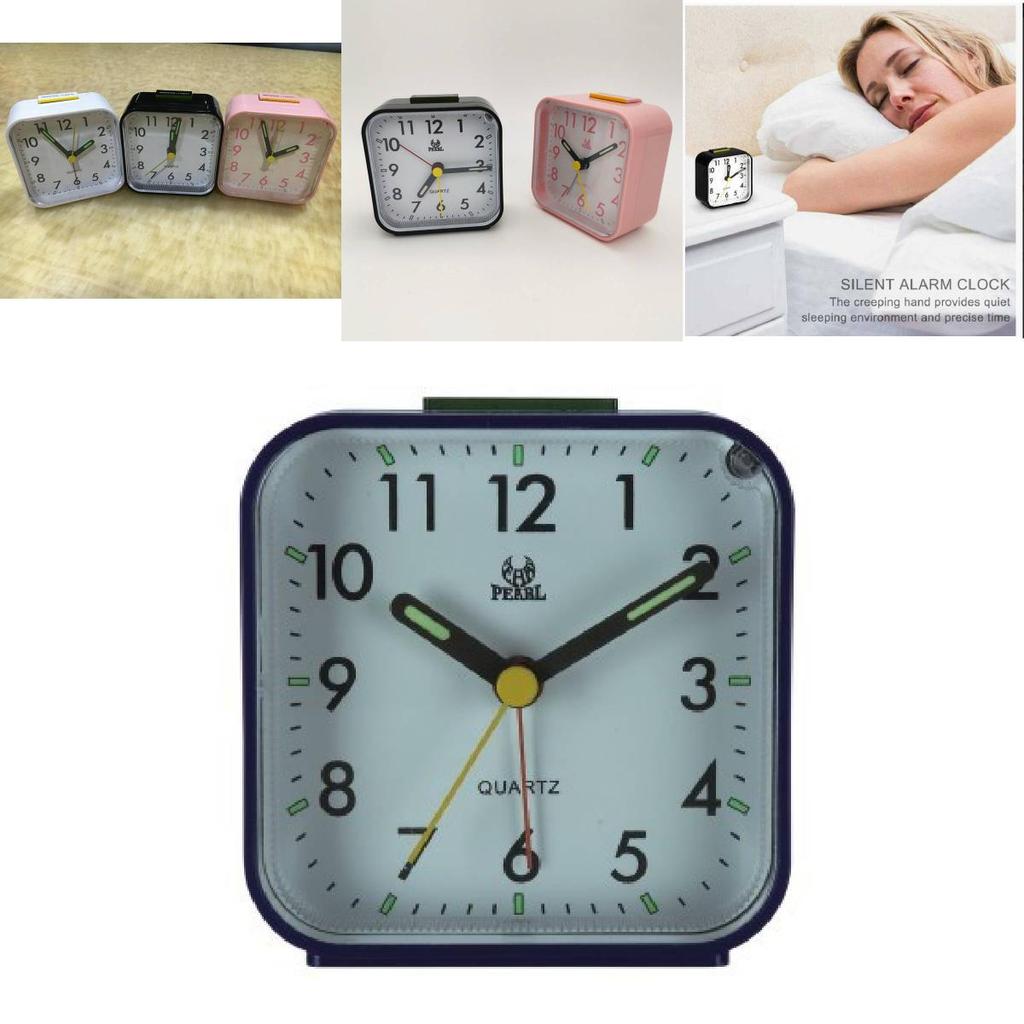 Stylish Silent Alarm Clock Home Bedside Table Clock Children's Study Room Clock Pearl
