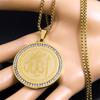 Arabic Quran Allah Medal Necklace for Women Men Rhinestone Stainless Steel Gold Color Islam Muslim Chain Jewelry collar NZZZ490