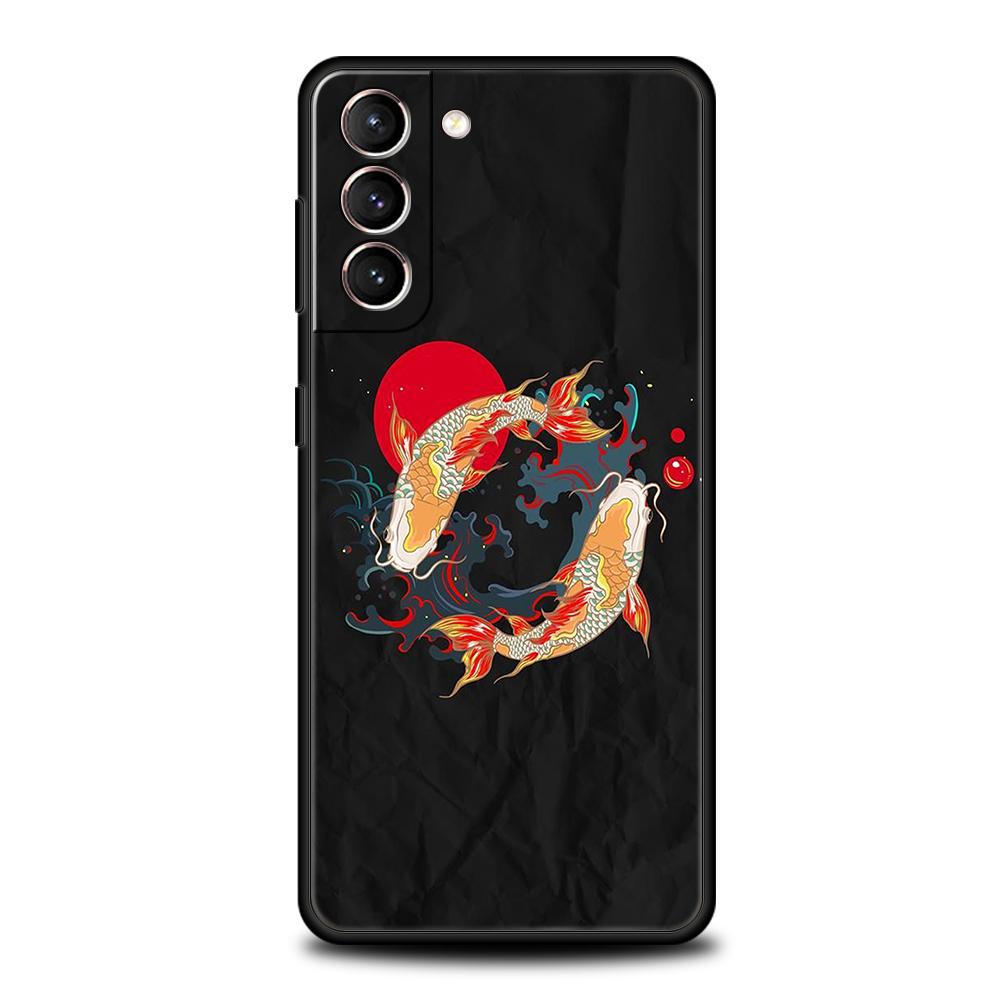 Koi Carp Phone Case For Samsung Galaxy S25 S24 S23 S22 Ultra S20 S21 FE 5G S10 S9 Plus S10E Soft TPU Cover