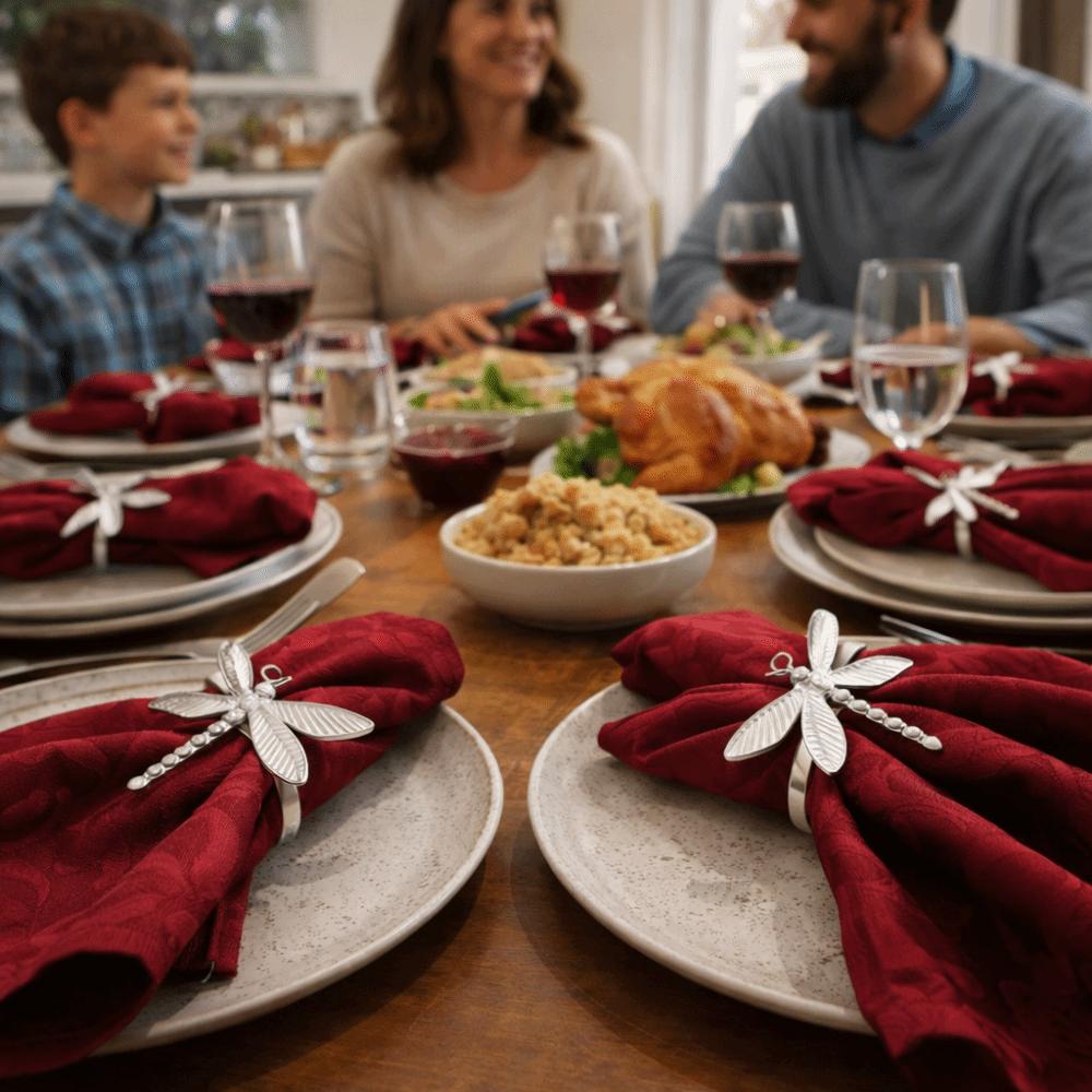 6 Pieces/set Elegant Dragonfly Napkin Rings Minimalist Insect Napkin Buckle  Party Decoration