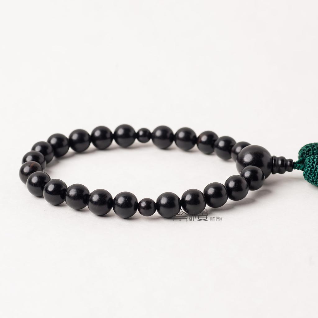 Men's Buddhist Prayer Beads for Funerals, Ebony with a Polished Finish, 25 Beads, with a Prayer Bead Case, Suitable for Funerals, Grave Visits,