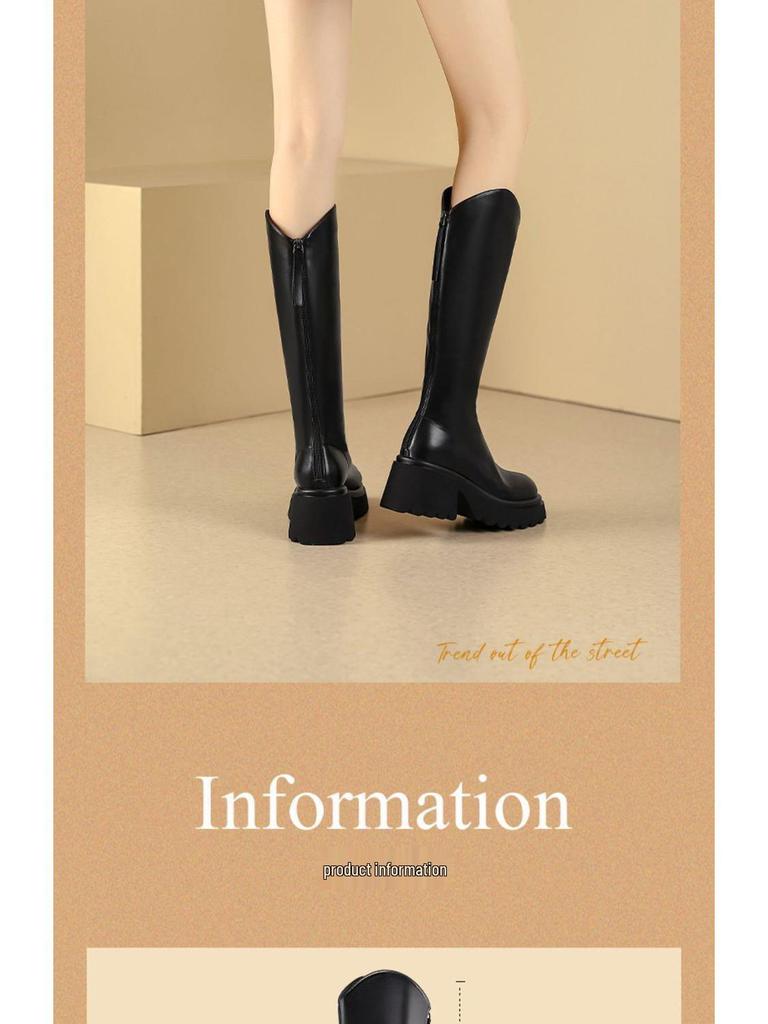 Women's Chunky Heel Over-the-Knee High Boots: 2025 Autumn/Winter Thick Sole Stovepipe, Hot Girl Style