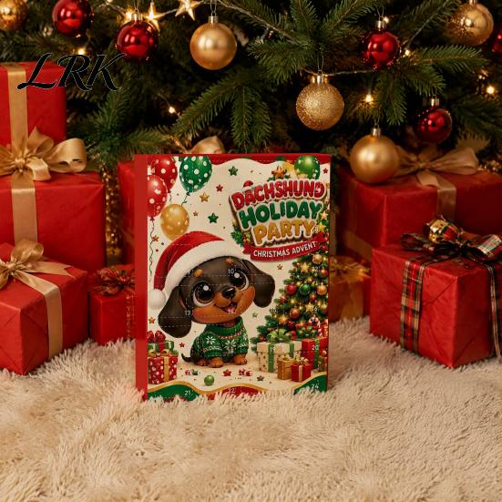 Holiday Party Hanging Decor 2026 Christmas Advent Calendar Dachshund Ornament Set, Countdown with 24 Miniature Dog Collection Mini Figures, 2D Acrylic