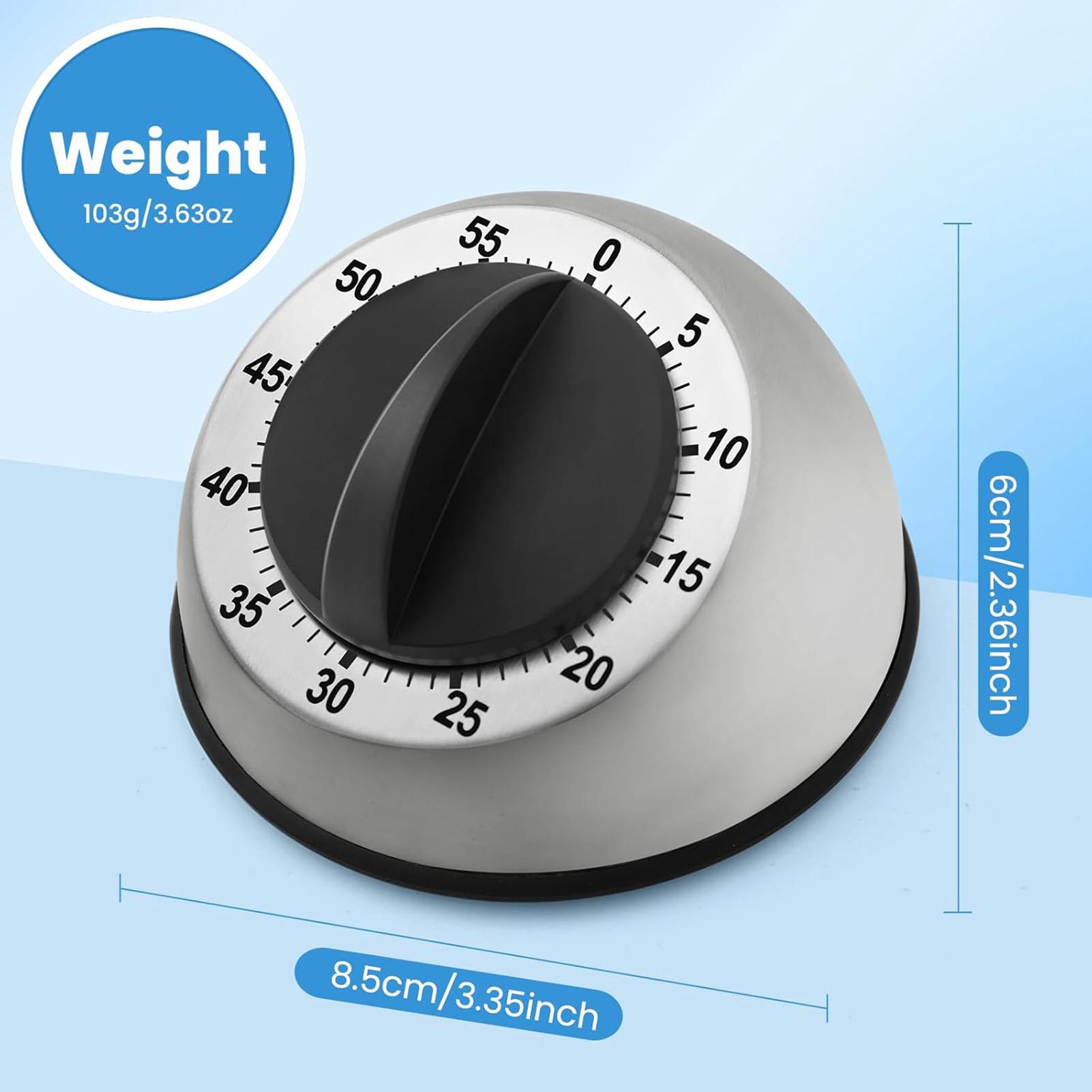 

Stainless Steel Kitchen Timer 60 Minute Wind Up Black Round Shape for Cooking Baking Study Nursing Reminder No Battery Required чёрный
