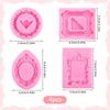 Set of 4 Reusable Silicones Fondant Mold Vintage Embossed Photo Frame Cake Toppers Decorating Candy Making DIY Crafts