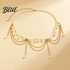 Waist Chain Metallic Solid Color Heart Pendant Multi Layer Tassel