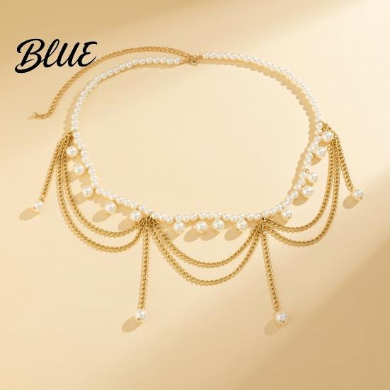 Waist Chain Metallic Solid Color Heart Pendant Multi Layer Tassel