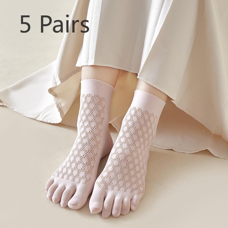 5 Pairs of Female Summer Thin Style Wicking and Deodorizing In The Tube Five Finger Socks