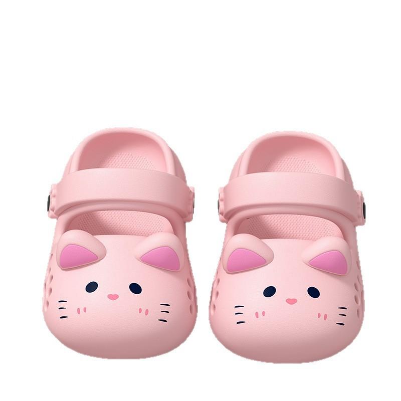 EVA Cat-themed Children's Summer Sandals, Parent-child Matching Clogs, Non-slip Soft-soled Cartoon Shoes for Baby Girls