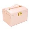 Jewelry Box Multifunctional Multi Layers Large Capacity Necklace Earrings Organizer Holder Box with Key Pink