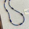 New Chinese National Style Blue Lapis Lazuli Crystal Beaded Necklace Women Trendy Versatile Stackable Clavicle Chain Jewelry