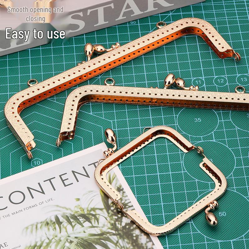 Quadratische Wassertropfen-Prägeverschluss: Gold & Grün Antike Goldene Tasche Beschläge - Griff & Riemen für DIY