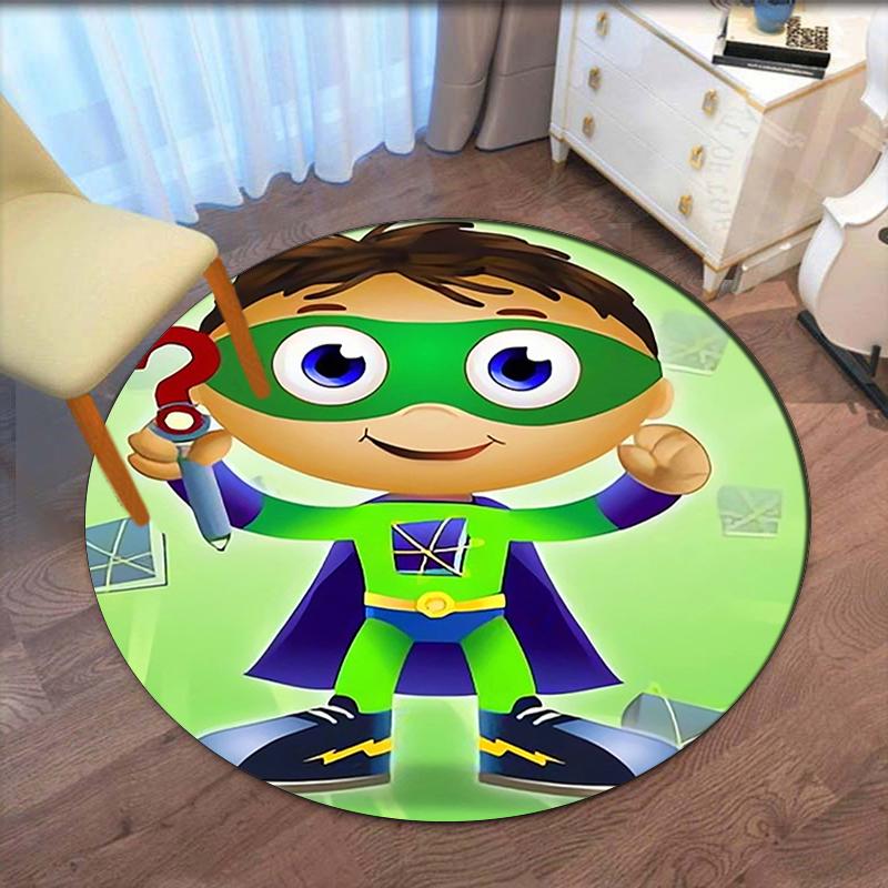 Super Why Printed Round Rug Carpet Chair Rug Area Rug Entryway Doormats,for Office Chair Living Room Bedroom Kitchen Room.