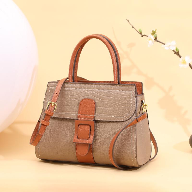 Summer High Quality Texture European and American Style Crocodile Pattern Color Blocking Versatile Women's Bag Shoulder Bag Crossbody Handbag