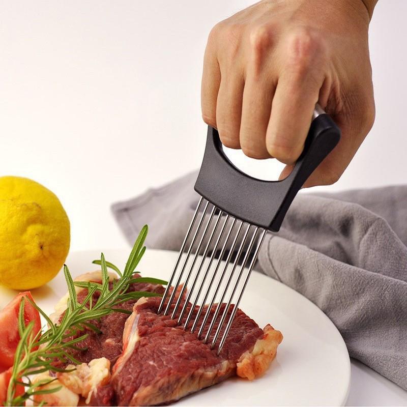 Stainless Steel Onion Slicer Holder Onion Holder For Slicing Food Slicers Assistant Tomato Onion Cutter Holder Cutting Fork
