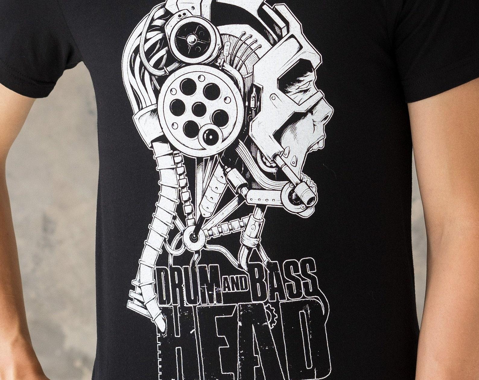 Drum and Bass Head T-Shirt – Robot DJ Graphic Tee L