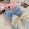 Women Elegant Bow Ribbon Hair Clip Fashion Solid Satin Spring Clip Simple Bowknot Hairpins Barrettes Hair Accessories For Girls