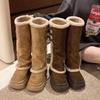 High Snow Boots Winter New Round Toe Scrub Fleece Metal Buckle Platform Non-slip Block Heel Cotton Shoes