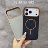 Magnetic Snap-on Phone Case IPhone 17 Pro Max With Elephant Skin Texture PC Bumper Frame Shockproof Slim Cover